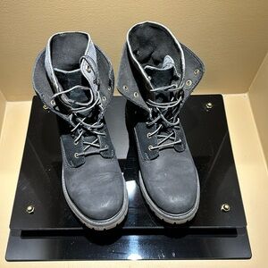 TIMBERLAND Women’s black nubuck waterproof double fold down boots A198Q